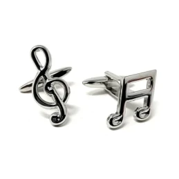 Gemelos metálicos 24mm. notas musicales hombre