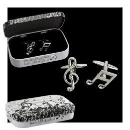 Gemelos metálicos 24mm. notas musicales hombre