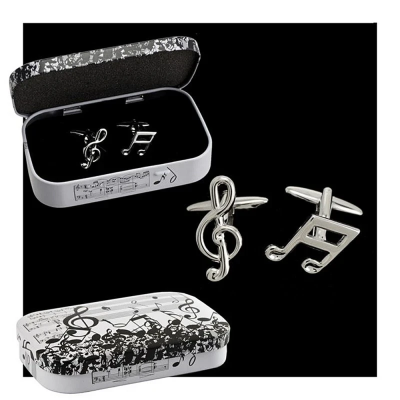 Gemelos metálicos 24mm. notas musicales hombre