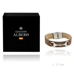 Pulsera acero inoxidable rodiado colección Soul Albero 17cm. marrón a