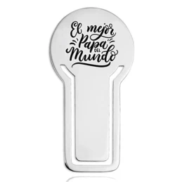 Pack padre marcapáginas pulsera llavero acero inox. rodiado EL MEJOR