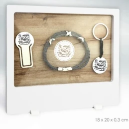 Pack padre marcapáginas pulsera llavero acero inox. rodiado EL MEJOR