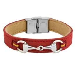 Pulsera acero inoxidable rodiado colección Soul Albero 17cm. rojo ant