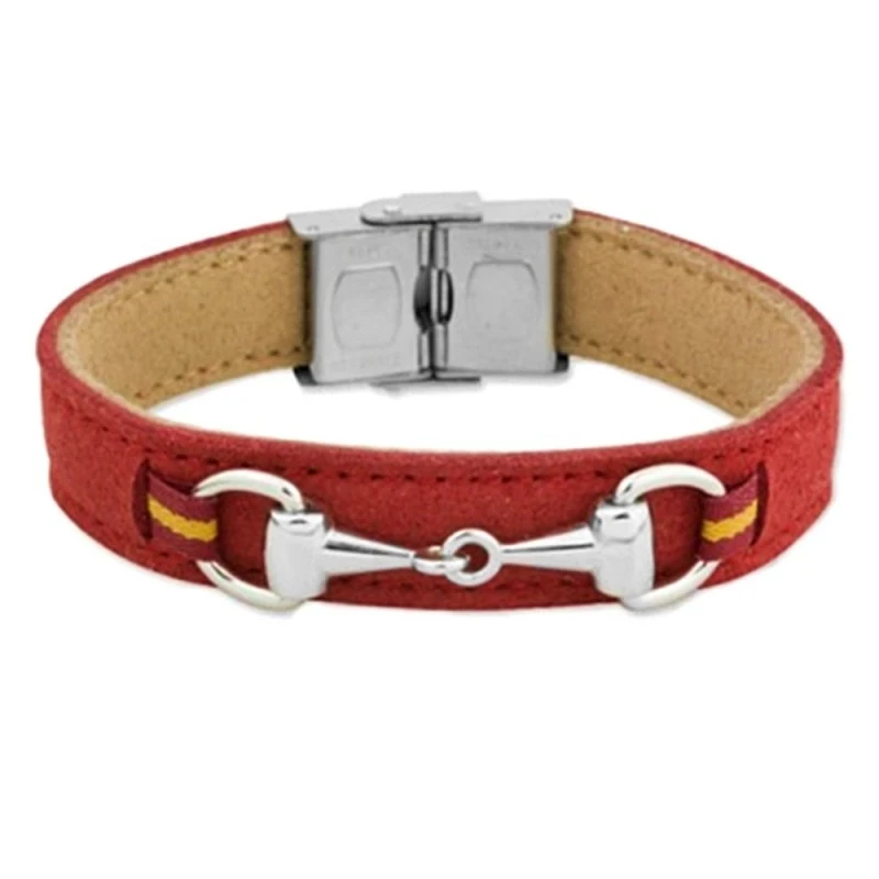 Pulsera acero inoxidable rodiado colección Soul Albero 17cm. rojo ant