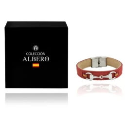 Pulsera acero inoxidable rodiado colección Soul Albero 17cm. rojo ant