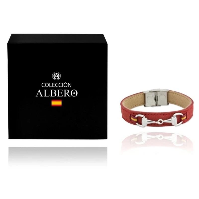Pulsera acero inoxidable rodiado colección Soul Albero 17cm. rojo ant