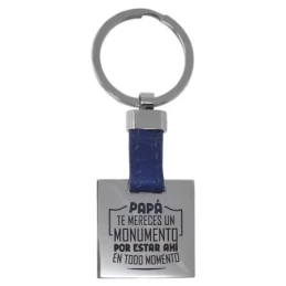 Pack padre marcapáginas pulsera llavero acero inoxidable rodiado cole
