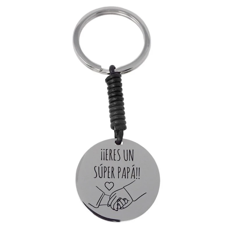 Pack padre marcapáginas pulsera llavero acero inoxidable rodiado ERES