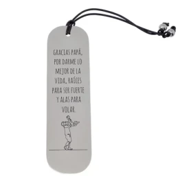 Pack padre marcapáginas pulsera llavero acero inoxidable rodiado GRAC
