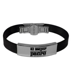 Pack padre marcapáginas pulsera llavero acero inoxidable rodiado dedi