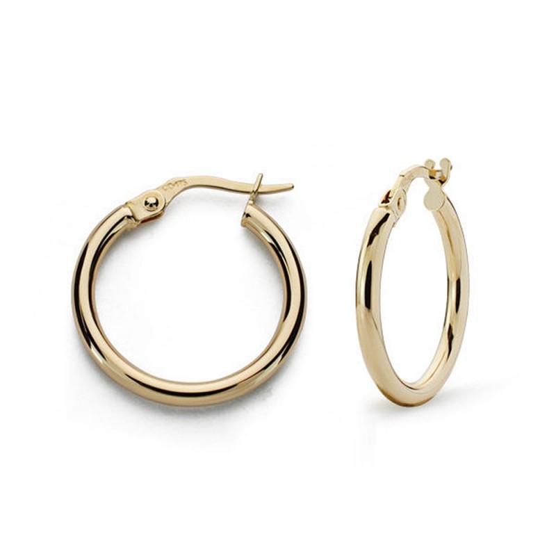 Pendientes Oro 18k Aros 19mm Huecos Lisos Mujer