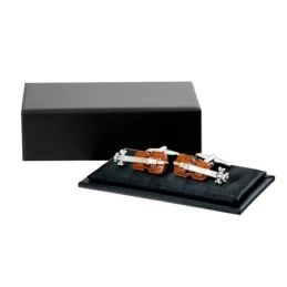 Gemelos metálicos violines 30 mm. detalles esmalte marrón