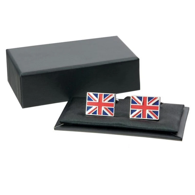 Gemelos metálicos bandera inglesa 20 mm. esmalte azul rojo