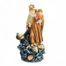 Figura Virgen del Carmen imagen 15cm. Patrona de los pescadores peana mar resina decoración