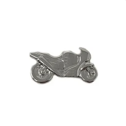 Pin metálico moto carreras 21 mm. plateado liso
