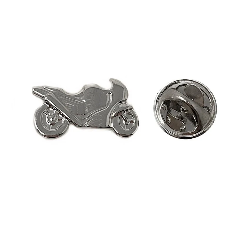Pin metálico moto carreras 21 mm. plateado liso