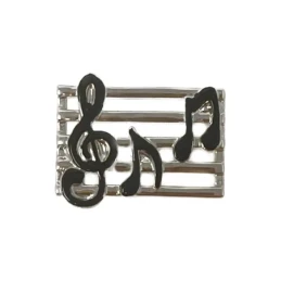 Pin metálico partitura 18 mm. detalles esmalte negro clave de sol not