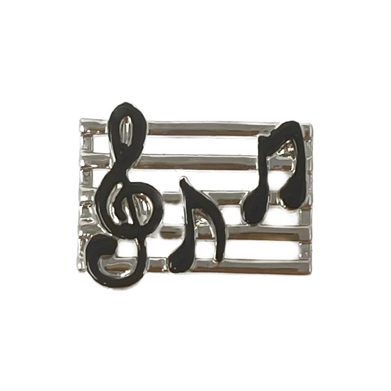 Pin metálico partitura 18 mm. detalles esmalte negro clave de sol not