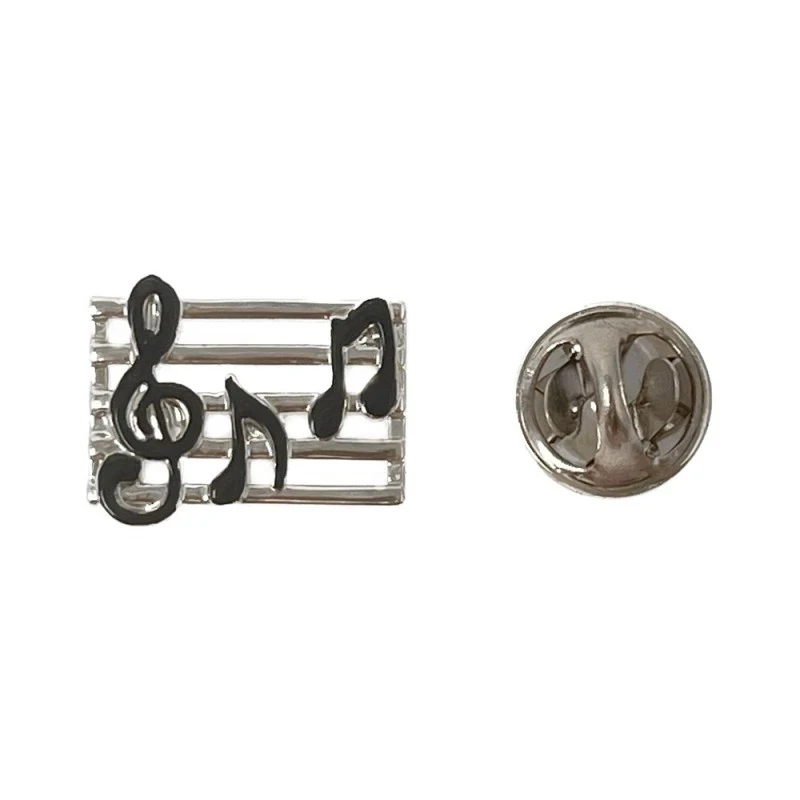 Pin metálico partitura 18 mm. detalles esmalte negro clave de sol not
