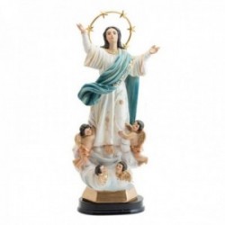 Figura Virgen Inmaculada imagen 22cm. ángeles adorno resina peana decoración