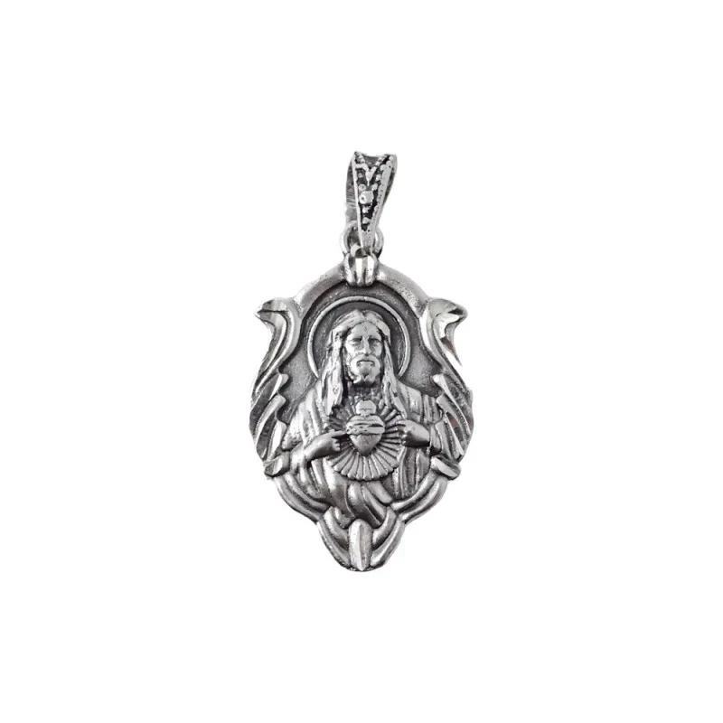 Corazón de Jesús Virgen del Carmen Escapulario Plata Ley 925m unisex