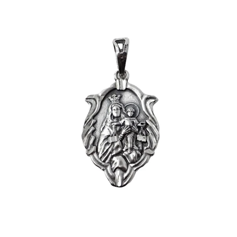 Corazón de Jesús Virgen del Carmen Escapulario Plata Ley 925m unisex