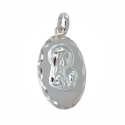 Virgen Niña Colgante Plata Ley 925m Primera Comunion 22 mm. ovalada m