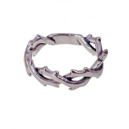 Sortija Plata Ley 925m mujer forma espinas oxidadas ancho 7 mm.
