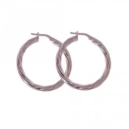 Pendientes Aros Plata Ley 925m mujer 20 mm. reliados ancho 3.2 mm.