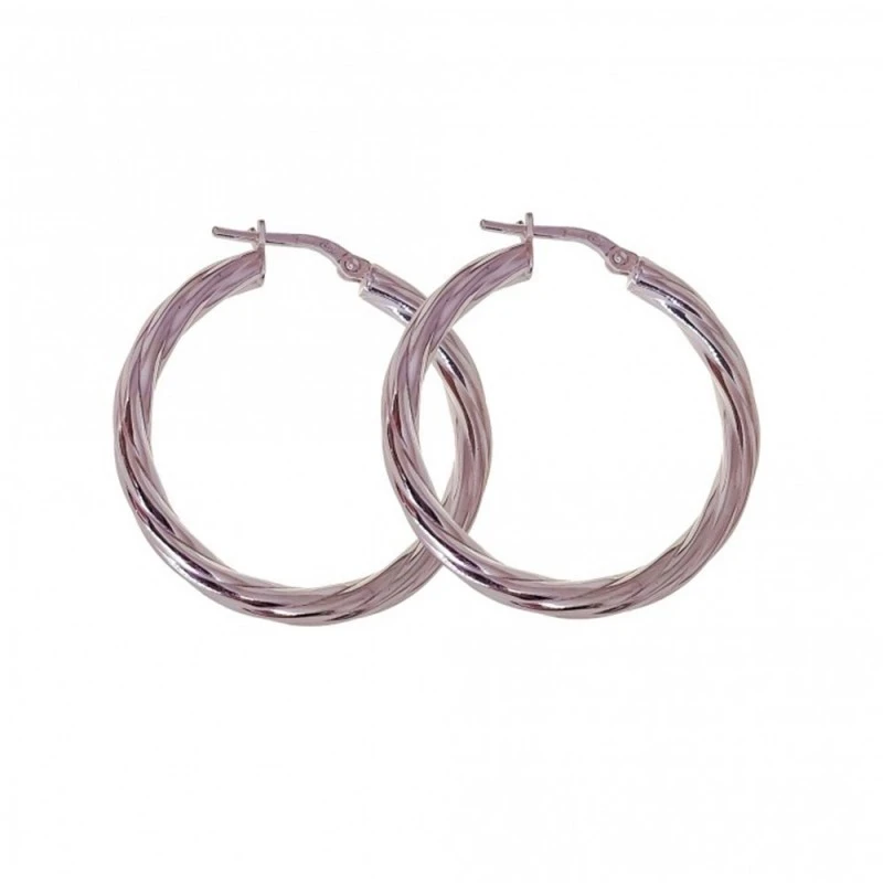 Pendientes Aros Plata Ley 925m mujer 20 mm. reliados ancho 3.2 mm.