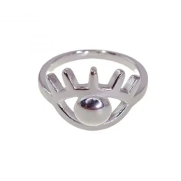 Ojo de Horus Sortija Plata Ley 925m mujer ancho máximo 13 mm.