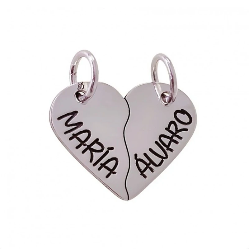 Enamorados Colgante Doble Plata Ley 925m unisex 17 mm. corazón person