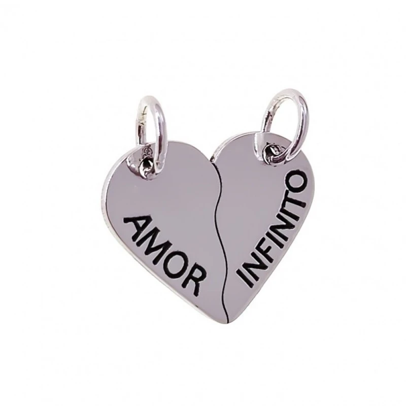 Enamorados Colgante Doble Plata Ley unisex 16 mm. liso mensaje AMOR I