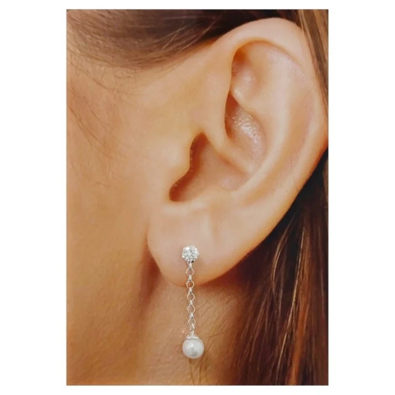 Pendientes Plata Ley 925m mujer 26 mm. cadena rolo 13 mm. combinada c