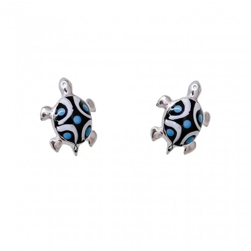 Tortuga Pendientes Plata Ley 925m mujer 9 mm.esmaltada