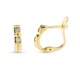 Pendientes Primera Comunión Oro 18k niña 9 mm. verticales circonitas