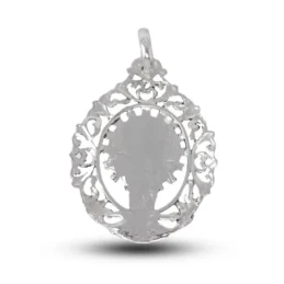 Virgen del Pilar Medalla Plata Ley 925m maciza 43 mm. cerco tallado g