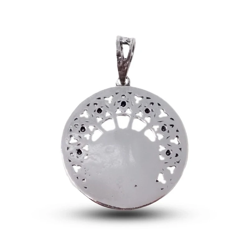 Virgen del Carmen Medalla Plata Ley 925m maciza 27 mm. calada tallada