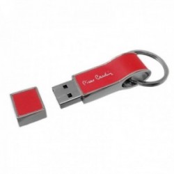 Pen Drive 16GB Pierre Cardin memoria flash USB 2.0 llavero rojo imitación cuero