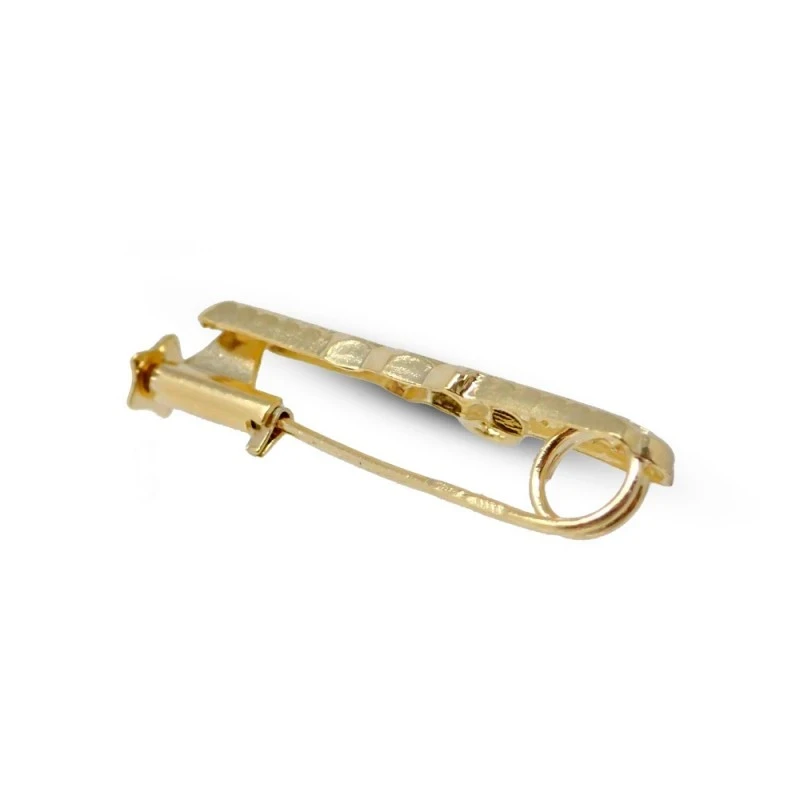 Alfiler Plata Ley 925m broche bebé 3 cm. chapado oro tres puntas cent