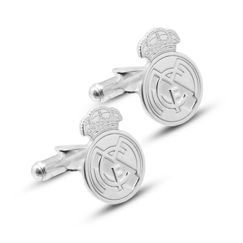 Real Madrid Gemelos Plata Ley 925m macizos 18 mm. escudo láser