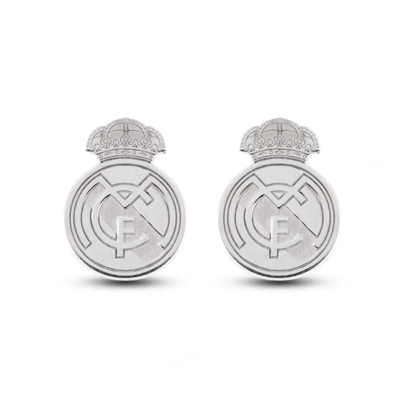 Real Madrid Gemelos Plata Ley 925m macizos 18 mm. escudo láser