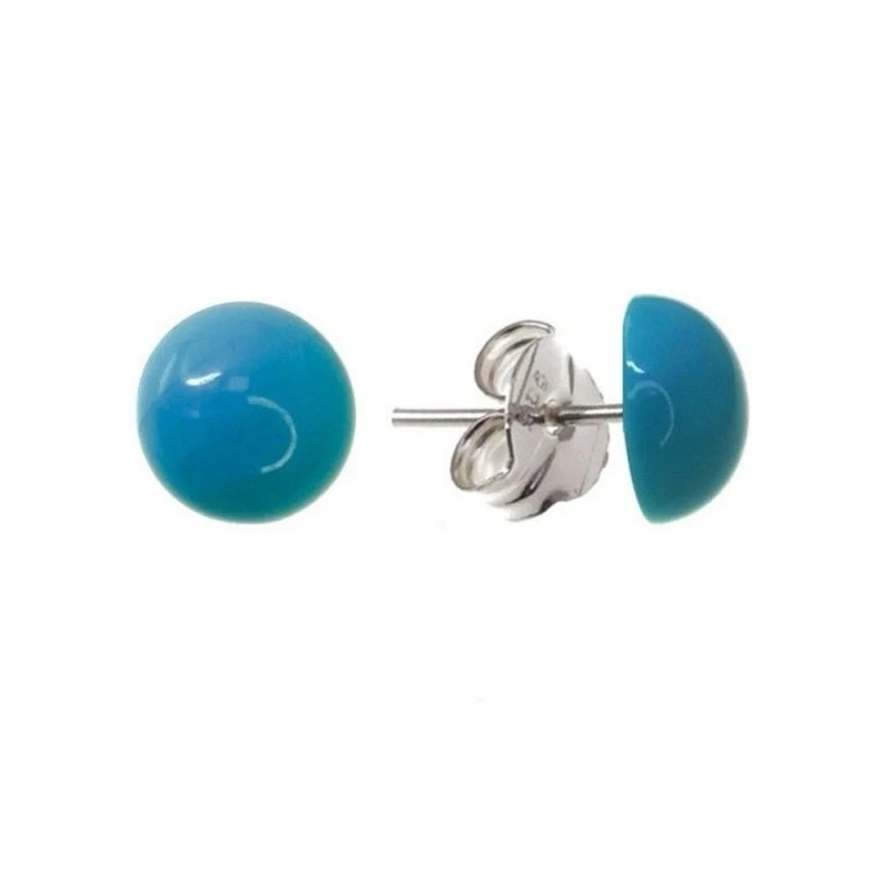 Pendientes Plata Ley 925m mujer perla turquesa 10 mm. botón