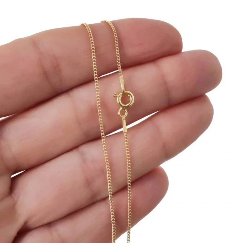 Cadena Plata Ley 925m chapada oro 45 cm. barbada ancho 1 mm.
