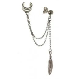 Pendiente Trepador Plata Ley 925m mujer cadena 3.5 cm. doble 4 cm. de