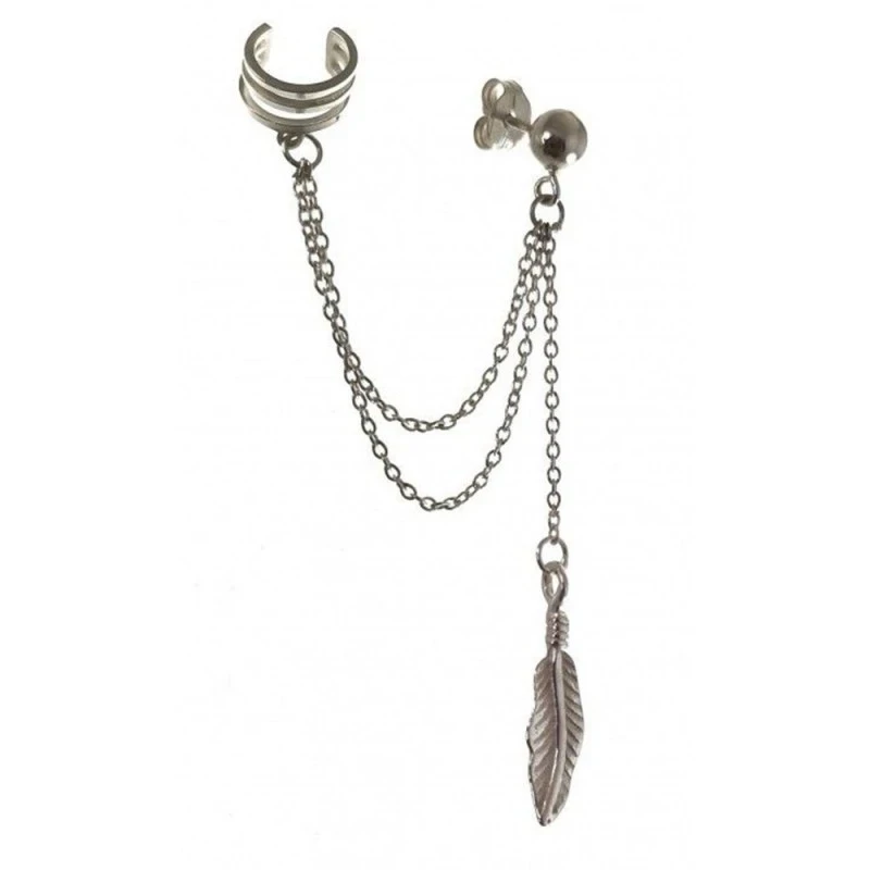 Pendiente Trepador Plata Ley 925m mujer cadena 3.5 cm. doble 4 cm. de