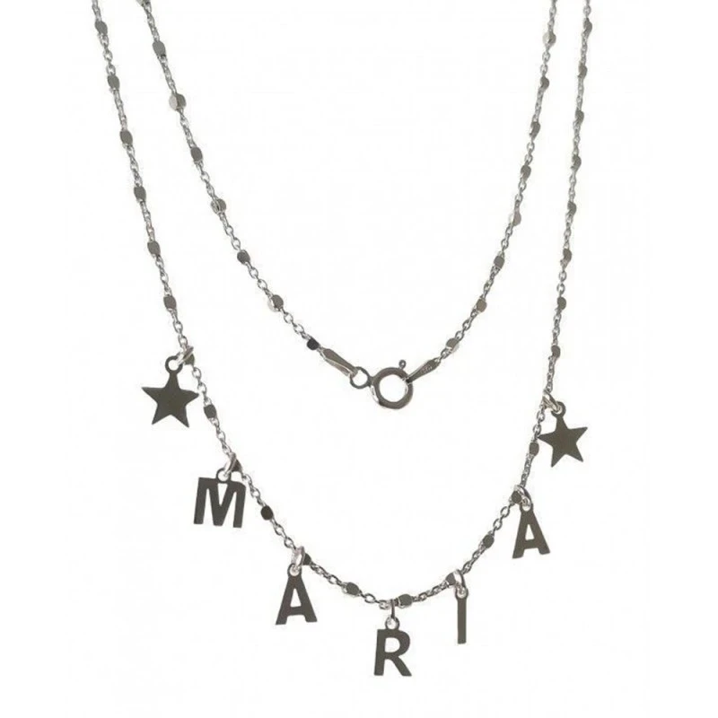 Gargantilla Plata Ley 925m mujer 40 cm. personalizada iniciales nombr