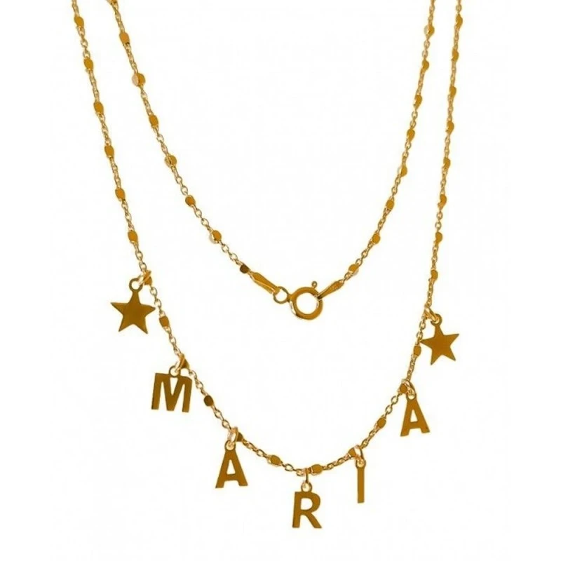 Gargantilla Plata Ley 925m chapada oro mujer 40 cm. personalizada ini