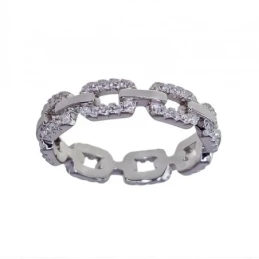 Sortija Plata Ley 925m cadena 5 mm. ancho circonitas microengaste