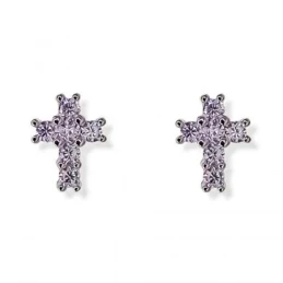 Cruz Pendientes Plata Ley 925m rodiados 9 mm. circonitas